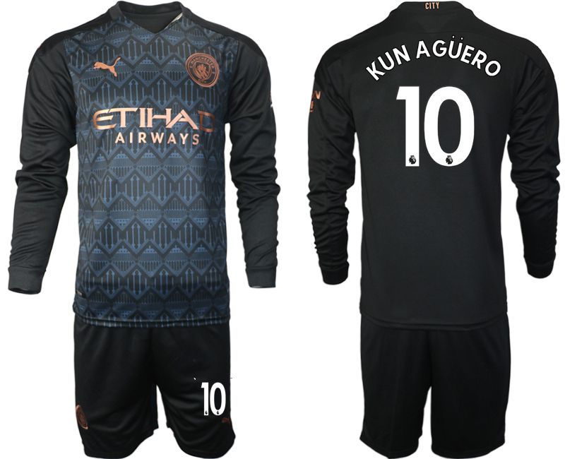 Men 2020-2021 club Manchester city home long sleeve #10 black Soccer Jerseys
